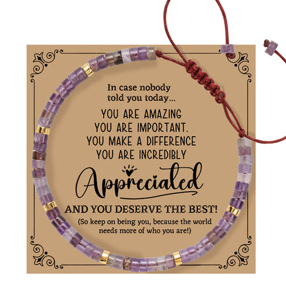 Adjustable Handmade Woven Bracelet Natural Stone Bohemian Colorful Aventurine Purple Braided Bracelet