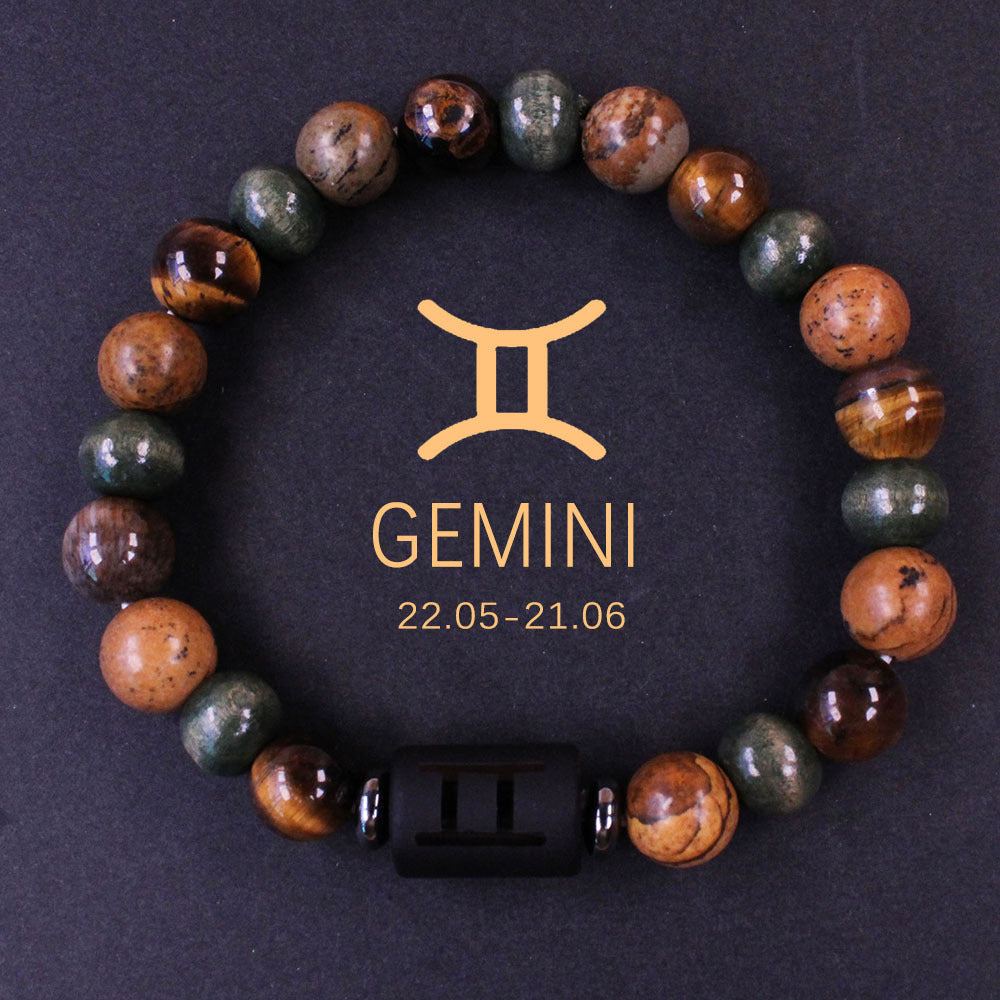 Twelve Constellations Bracelet Beaded Natural Stone Bracelet Universe Space Eight Planets Stone Picture Stone