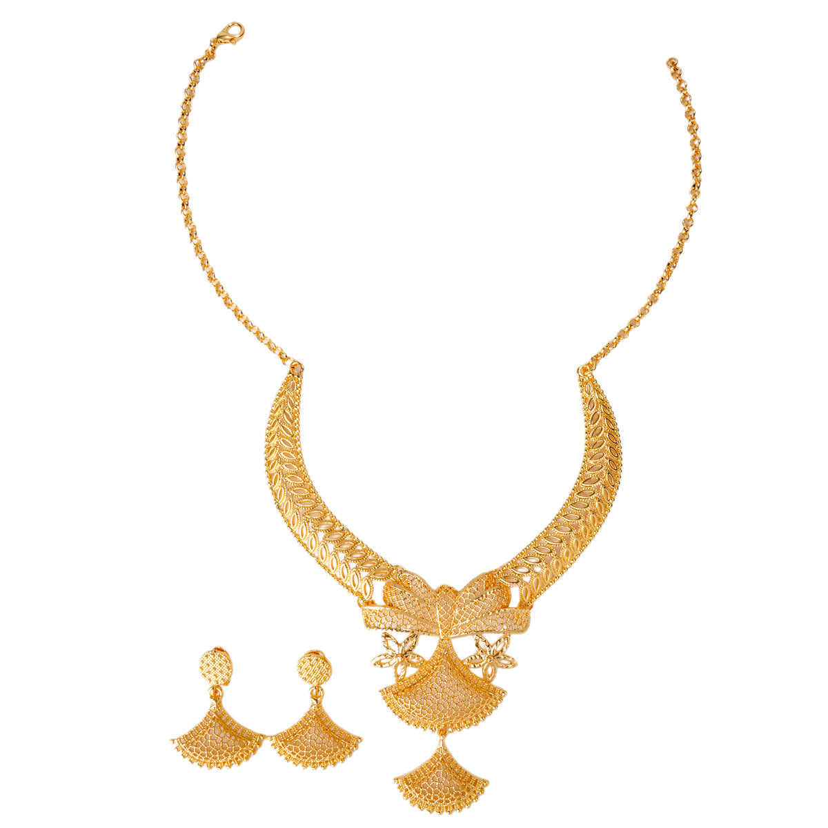 Exquisite Arabian Bridal Jewelry Set - Luminous 24K Gold Plated Statement | iBrilliance
