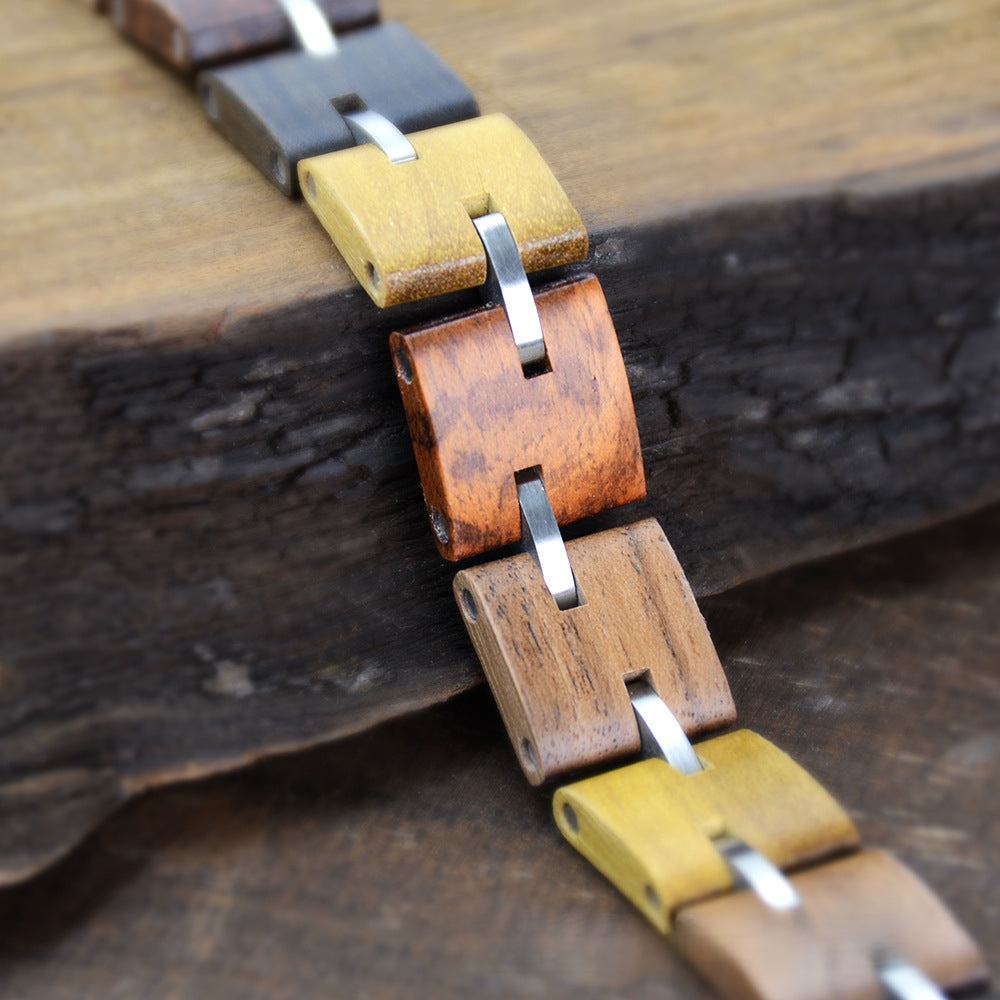 Sandalwood Bracelet | Vintage Stainless Steel & Natural Wood Bracelet
