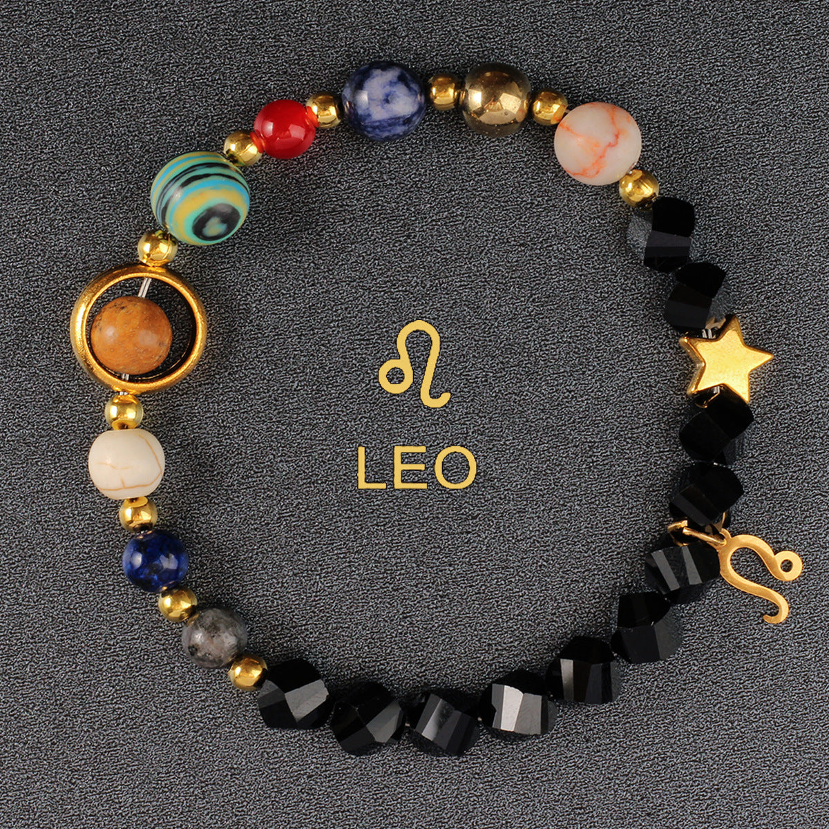Twelve Constellations Bracelet Beaded Natural Stone Bracelet Universe Space Eight Planets Stone Picture Stone