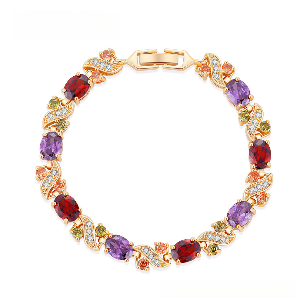 Gorgeous Dinner Bracelet Jewelry Colorful Zircon Inlaid Bracelet