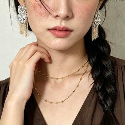 Artisan Vintage Baroque Shell Pearl Crystal Tassel Earrings – Pierced & Clip-On | iBrilliance Earrings