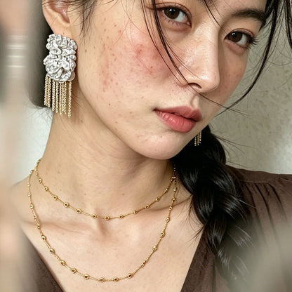 Artisan Vintage Baroque Shell Pearl Crystal Tassel Earrings – Pierced & Clip-On | iBrilliance Pierced Earrings
