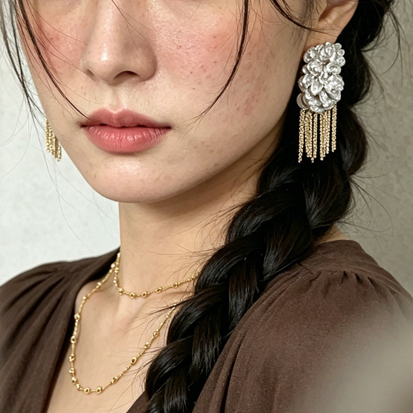 Artisan Vintage Baroque Shell Pearl Crystal Tassel Earrings – Pierced & Clip-On | iBrilliance Earrings