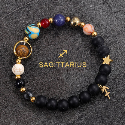 Twelve Constellations Bracelet Beaded Natural Stone Bracelet Universe Space Eight Planets Stone Picture Stone