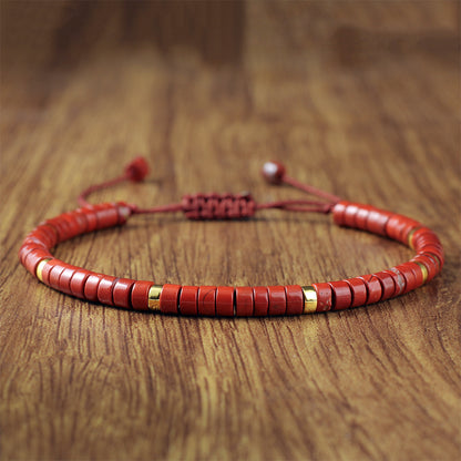 Adjustable Handmade Woven Bracelet Natural Stone Bohemian Colorful Aventurine Purple Braided Bracelet