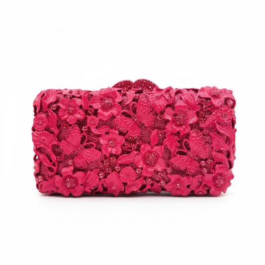 Bloom | Floral Sculpted Evening Clutch Bag CB01 Rose Red Clutch Bag