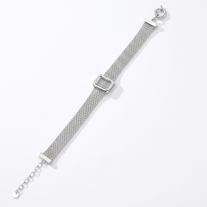 Sterling Silver Square-Detail Mesh Bracelet | Woven Bracelet BR11 Bracelet
