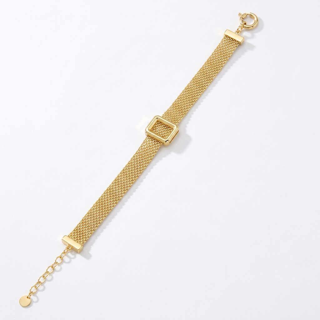 Sterling Silver Square-Detail Mesh Bracelet | Woven Bracelet BR11 Bracelet