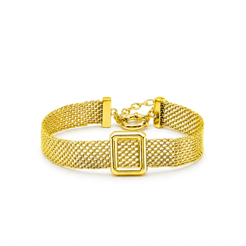 Sterling Silver Square-Detail Mesh Bracelet | Woven Bracelet BR11 Bracelet