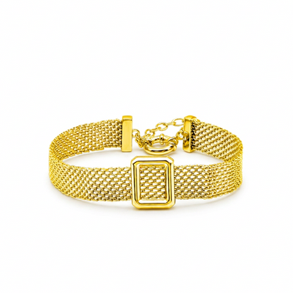 Sterling Silver Square-Detail Mesh Bracelet | Woven Bracelet BR11 Bracelet