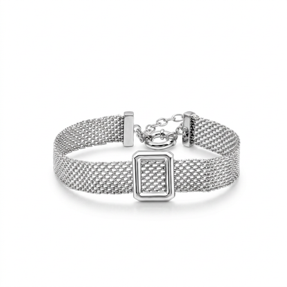 Sterling Silver Square-Detail Mesh Bracelet | Woven Bracelet BR11 Bracelet