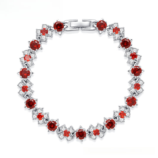 Gorgeous Dinner Bracelet Jewelry Red and White Zircon Inlaid Bracelet