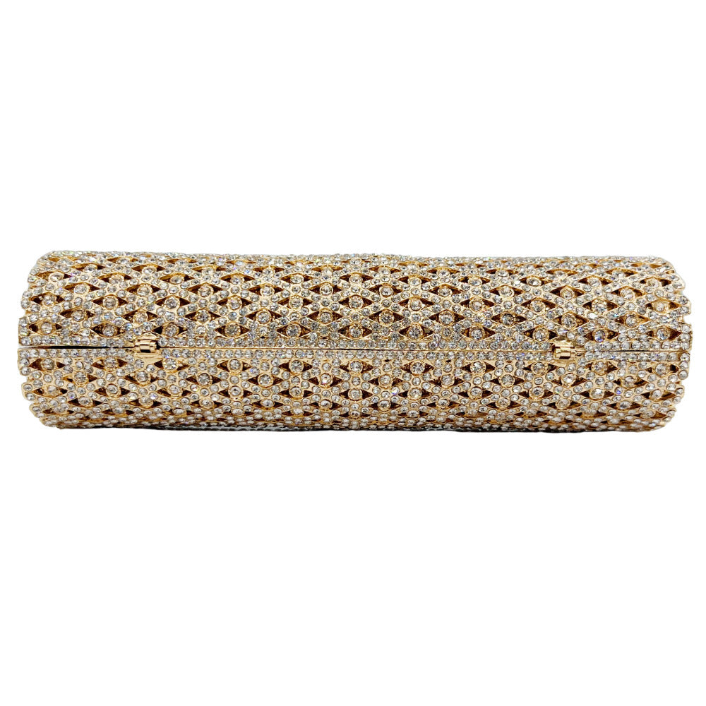 Luminous Hollow Metal Evening Clutch - Radiant Formal Statement | iBrilliance