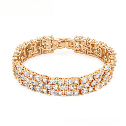 Triple-Stack Colorful Zircon Inlaid Bracelet White zirconium (gold plated)