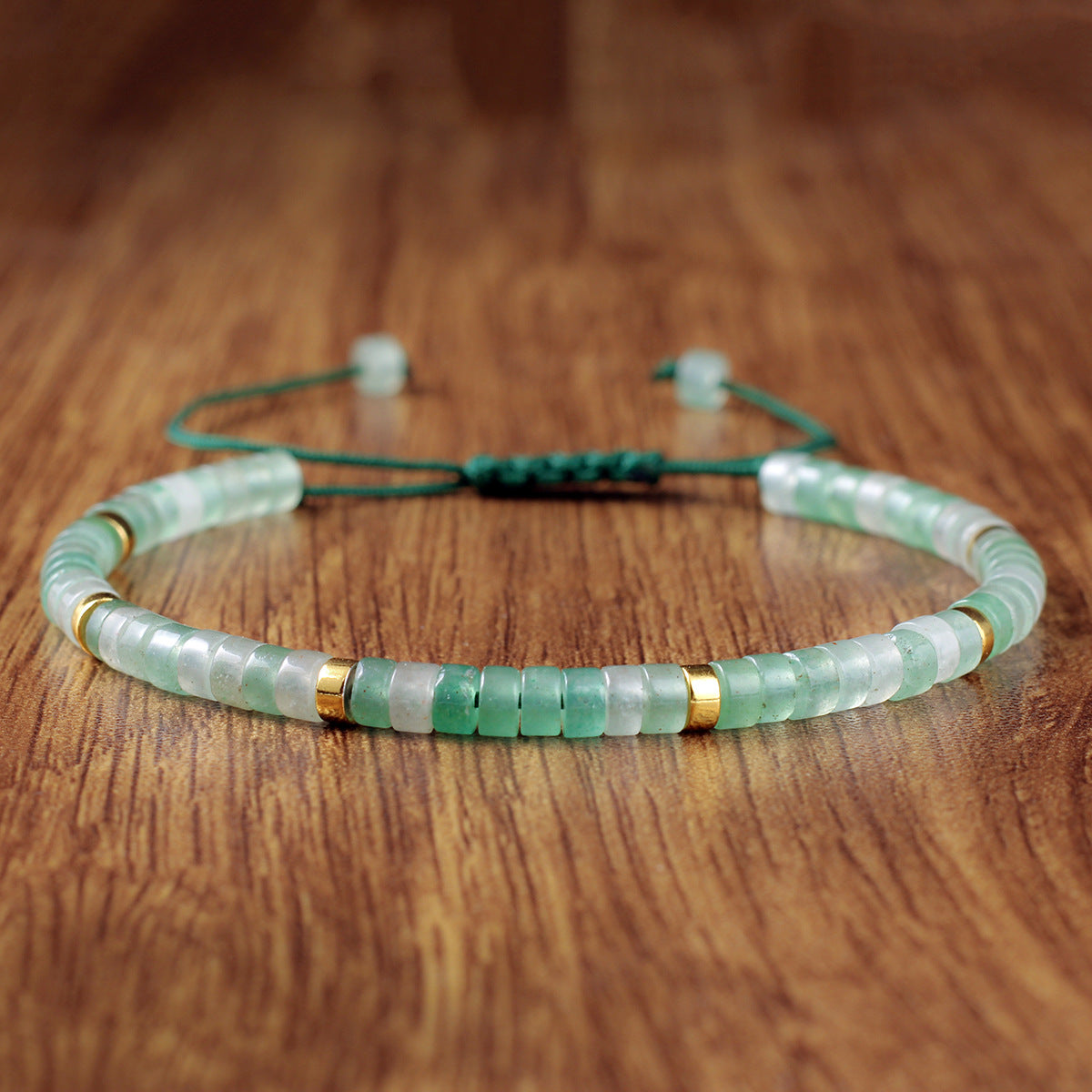 Adjustable Handmade Woven Bracelet Natural Stone Bohemian Colorful Aventurine Purple Braided Bracelet