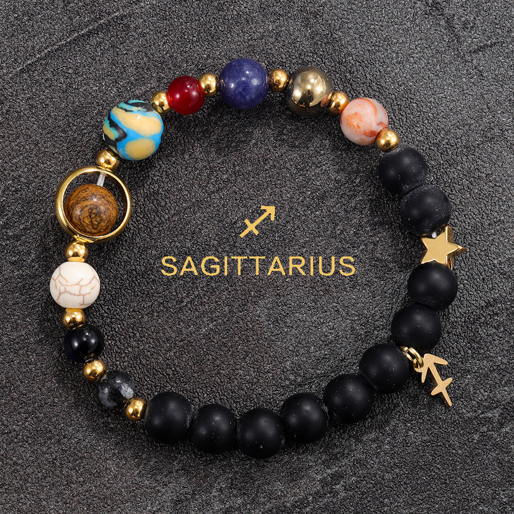 Twelve Constellations Bracelet Beaded Natural Stone Bracelet Universe Space Eight Planets Stone Picture Stone