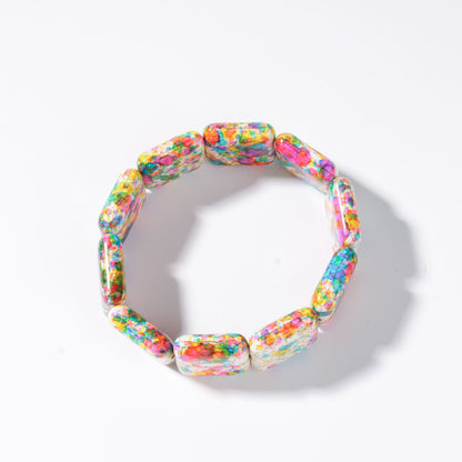 Square Natural Stone Hand-Strung Colorful Bracelet Beach Vacation Bohemian Bracelet Turquoise