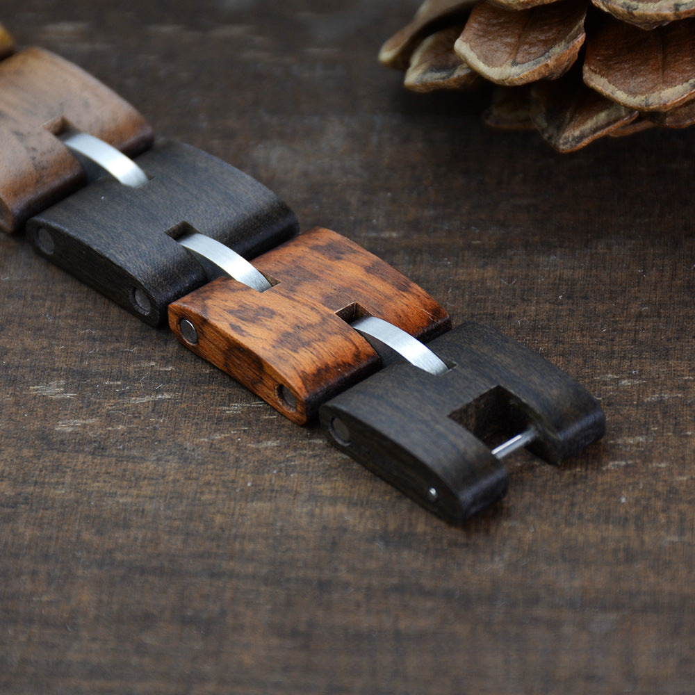 Sandalwood Bracelet | Vintage Stainless Steel & Natural Wood Bracelet