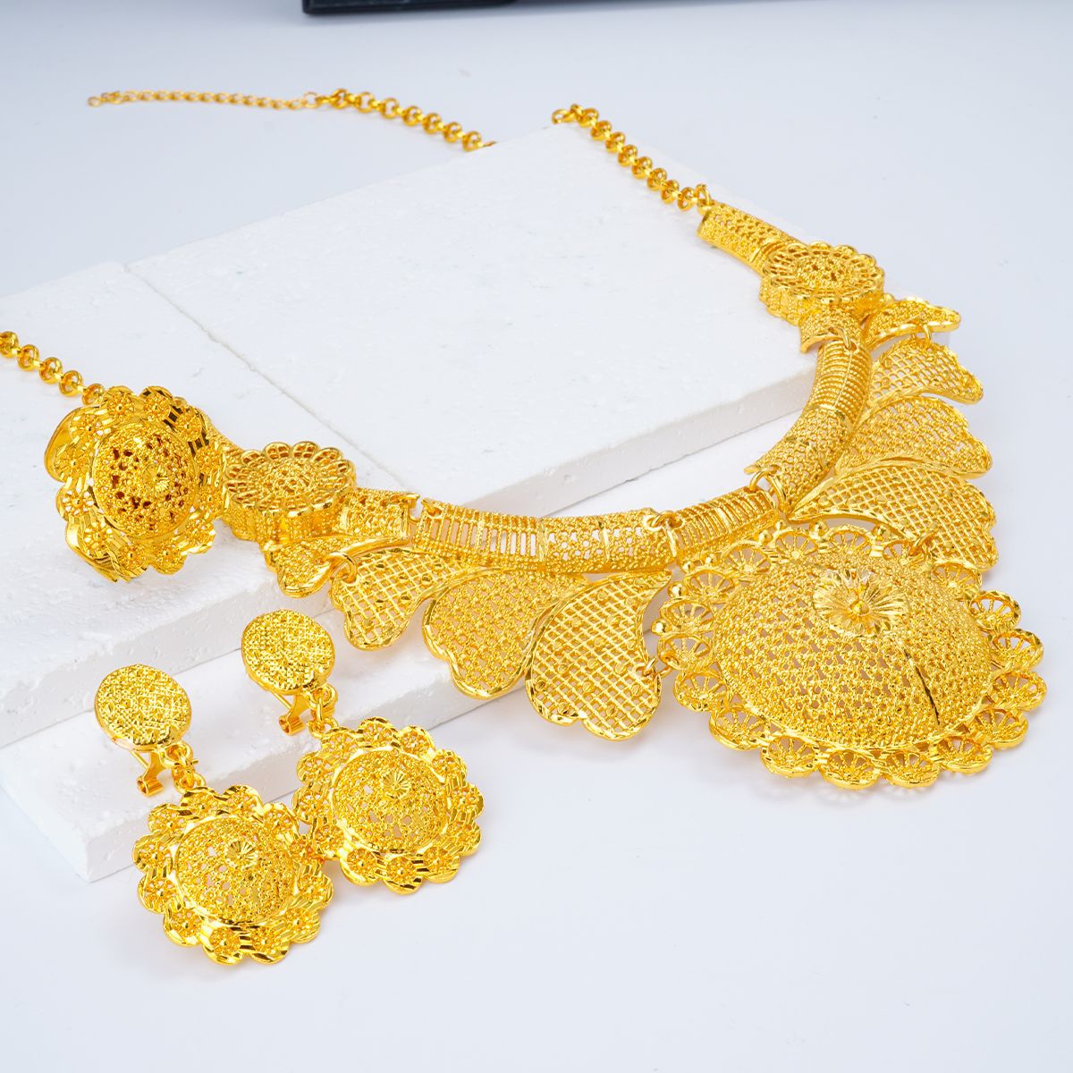 Triple Phoenix Wedding Necklace Set - Radiant Bridal Grace | iBrilliance