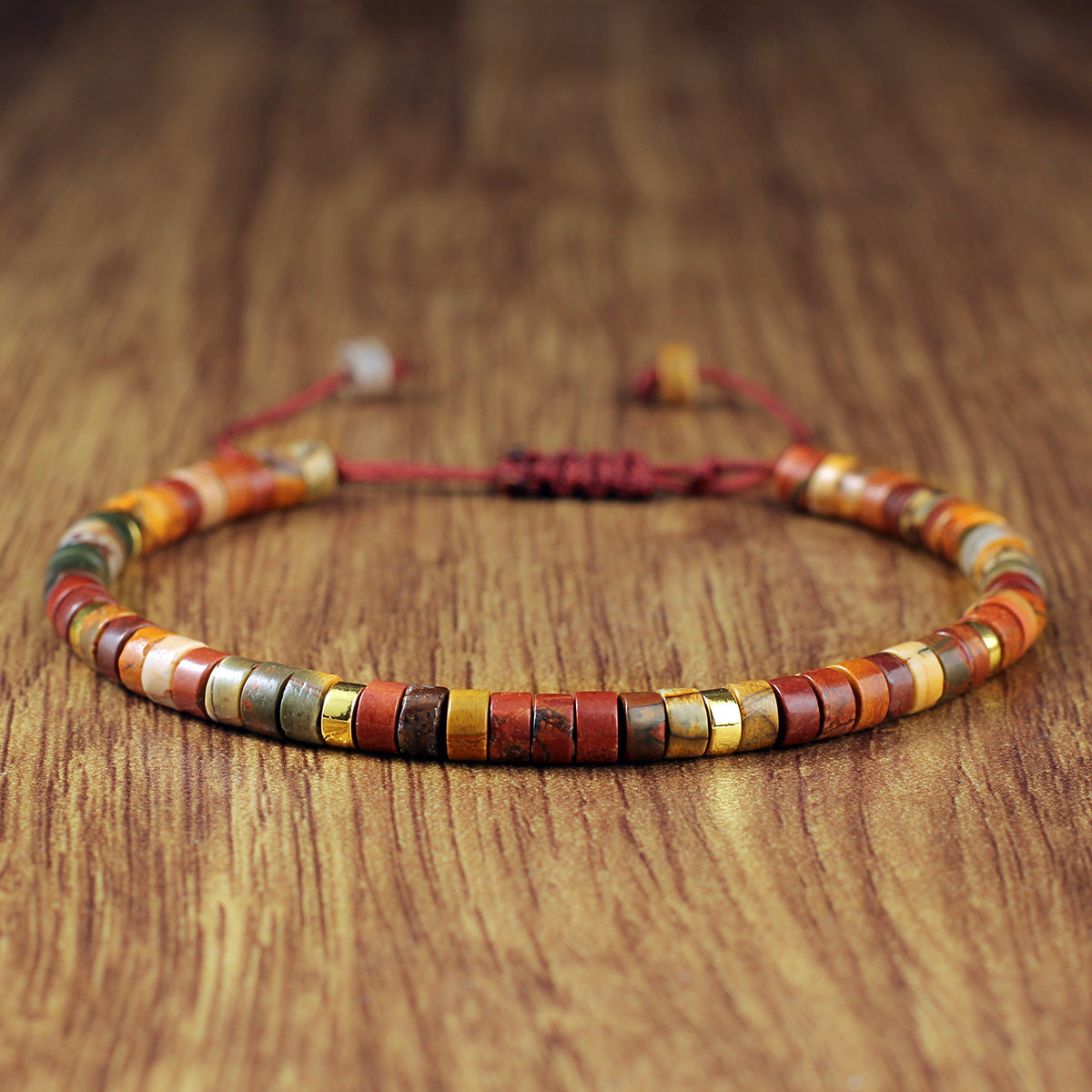 Adjustable Handmade Woven Bracelet Natural Stone Bohemian Colorful Aventurine Purple Braided Bracelet