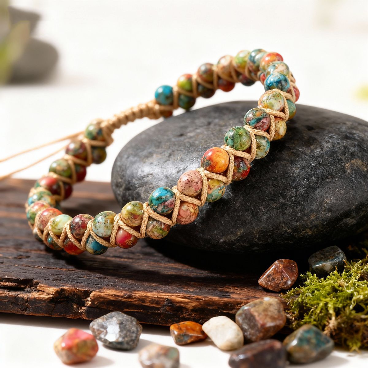 Beaded Bohemian Stone Bracelet Crystal Emperor Stone Natural Stone Bracelet