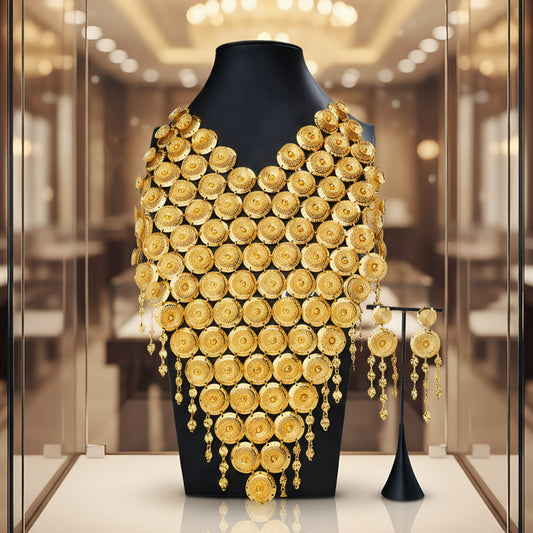 24K Gold Plated Tassel Bridal Jewelry Set - Luminous Wedding Statement | iBrilliance