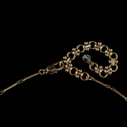 Vintage Fashion Elegant Antique Retro Distressed Gold Oval Natural Stone Inlaid Diamond Necklace