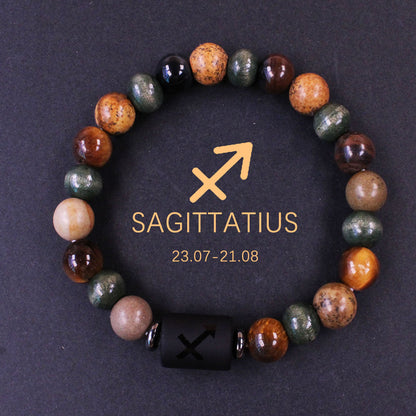 Twelve Constellations Bracelet Beaded Natural Stone Bracelet Universe Space Eight Planets Stone Picture Stone