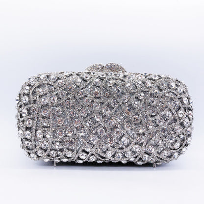 Hollow Rhinestone Evening Clutch Handbag for Women Matching Dress Silver