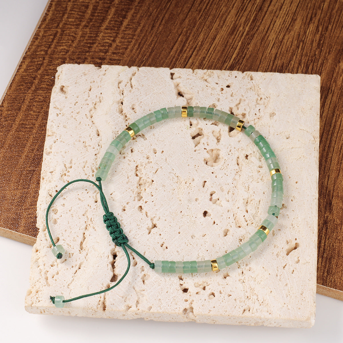 Adjustable Handmade Woven Bracelet Natural Stone Bohemian Colorful Aventurine Purple Braided Bracelet