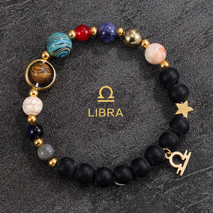 Twelve Constellations Bracelet Beaded Natural Stone Bracelet Universe Space Eight Planets Stone Picture Stone