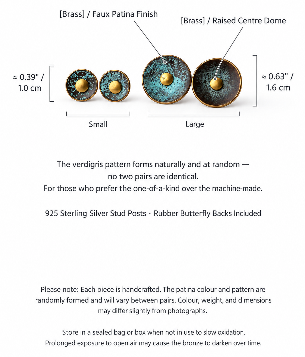 Patinated Bronze Disc Stud Earrings | ER02 iBrilliance