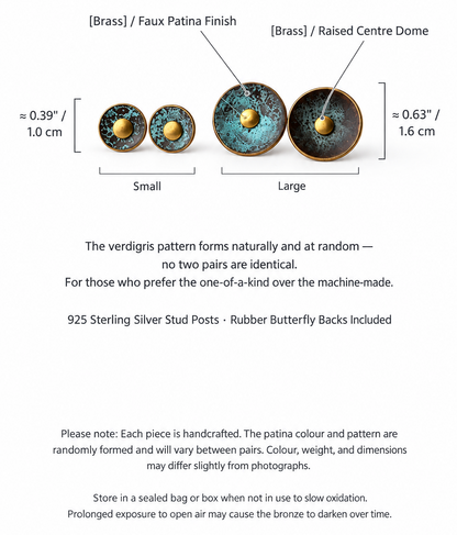 Patinated Bronze Disc Stud Earrings | ER02 iBrilliance