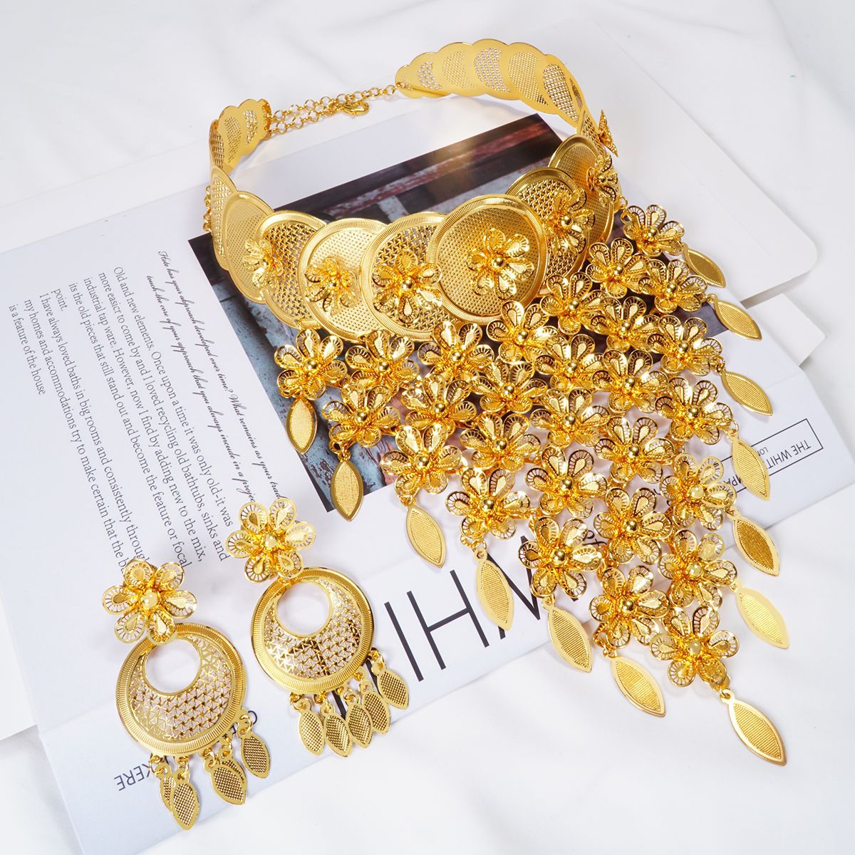 Radiant Dubai Floral Jewelry Set - Wedding Banquet Elegance | iBrilliance