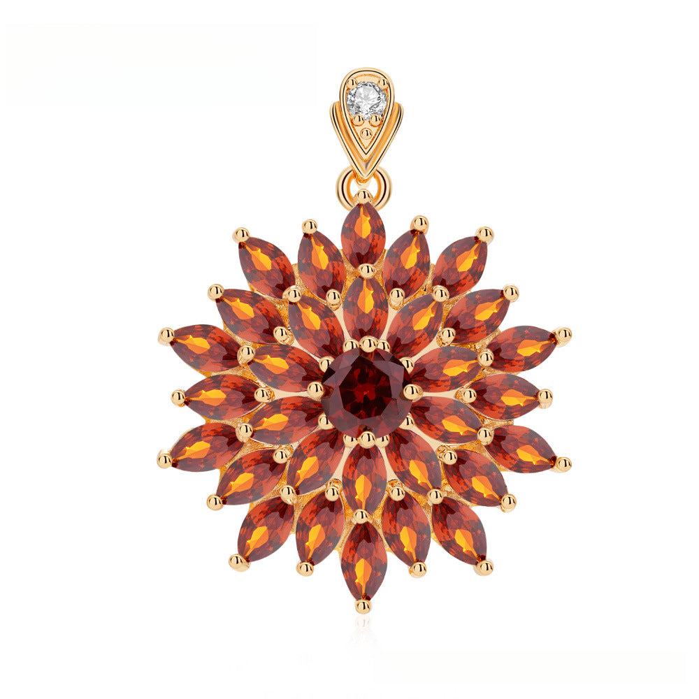 Colorful Flower Zircon Pendant Fashion Retro Style