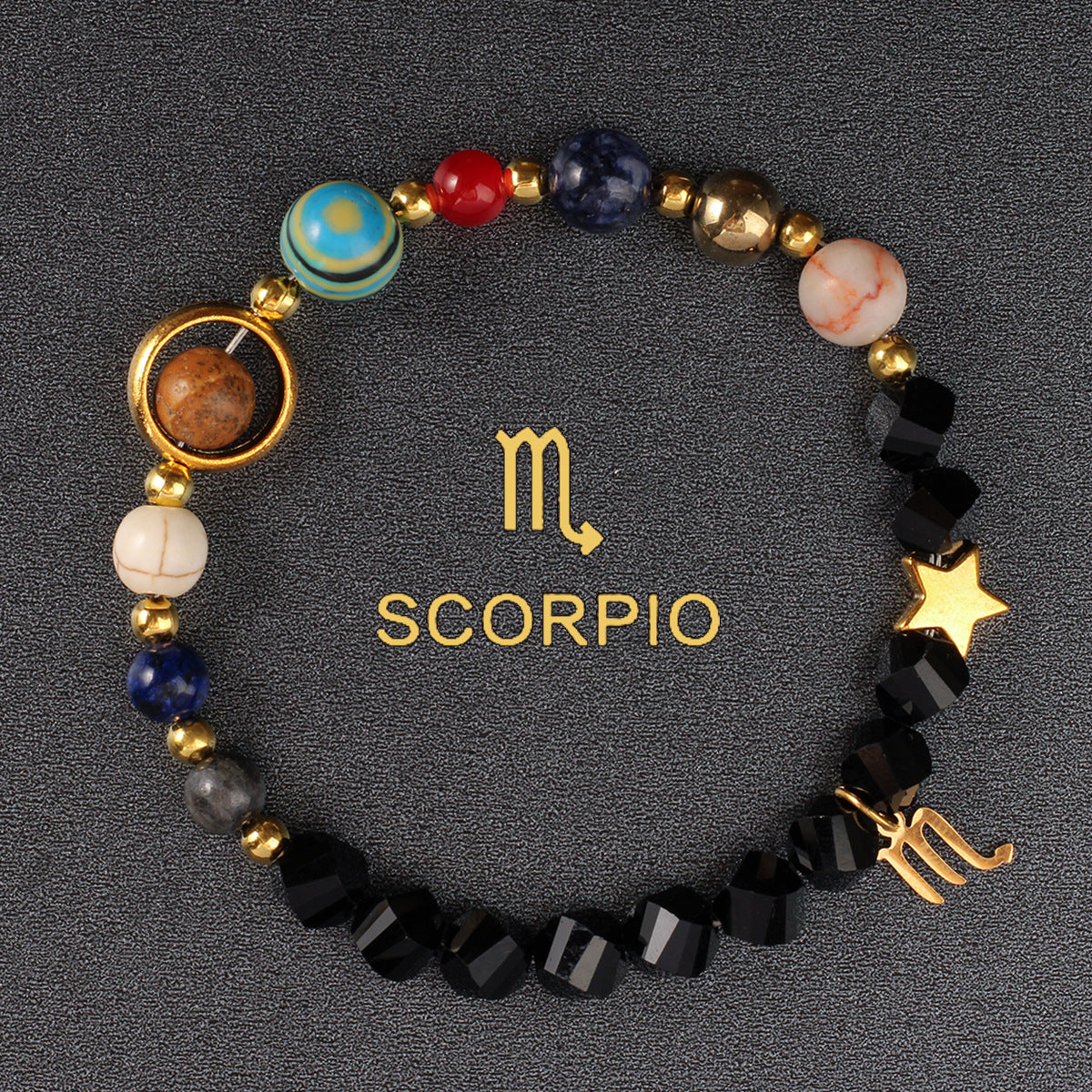 Twelve Constellations Bracelet Beaded Natural Stone Bracelet Universe Space Eight Planets Stone Picture Stone