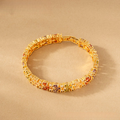 Triple-Stack Colorful Zircon Inlaid Bracelet