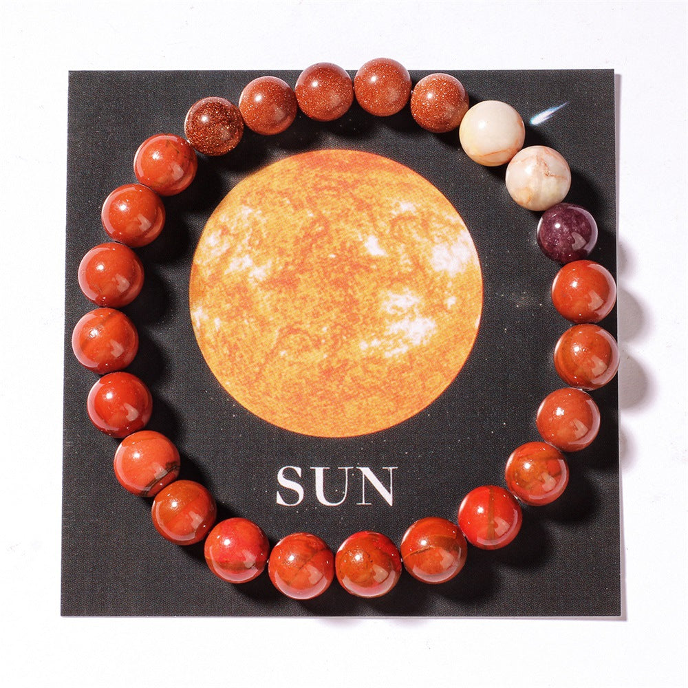 Cosmic Eight Planets Stone Bracelet for Men Beaded Tiger Eye Stone Saturn Beaded Bracelet Starry Sky
