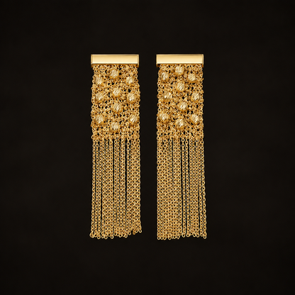 Sterling Silver Woven Bead Tassel Earrings | Drop Earrings ER05 Gold Tone Earring