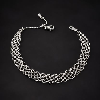 S925 Sterling Silver Double-Sided Lace Bracelet | Woven Bracelet BR08