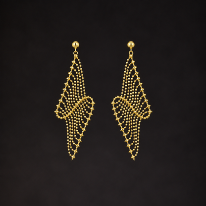 Sterling Silver Lace Mesh Drop Earrings | Tassel Earrings ER06 Gold Tone Earring