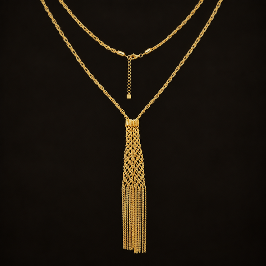 S925 Lace Fishtail Tassel Necklace | Sterling Silver Gold Tone Necklace