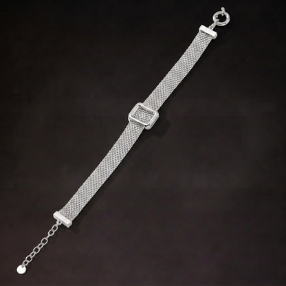 Sterling Silver Square-Detail Mesh Bracelet | Woven Bracelet BR11 Bracelet