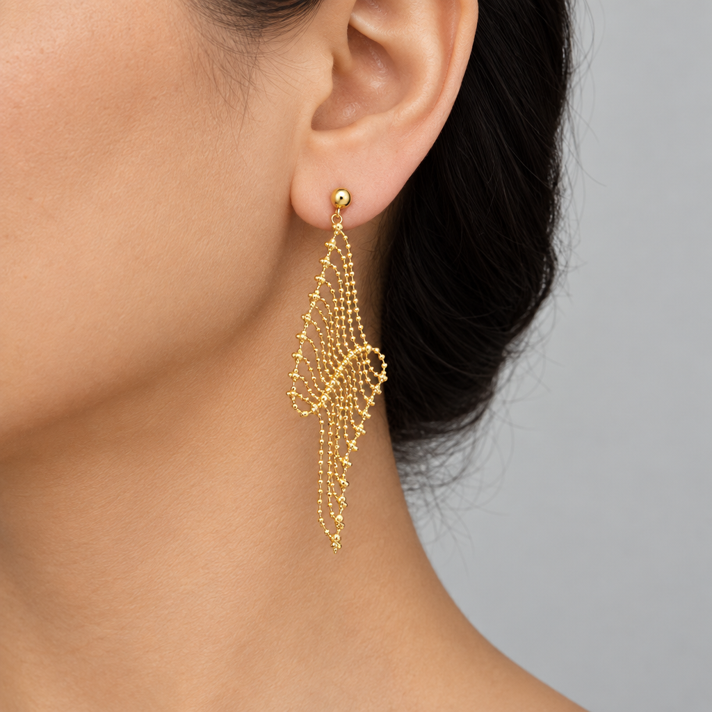 Sterling Silver Lace Mesh Drop Earrings | Tassel Earrings ER06 Earring