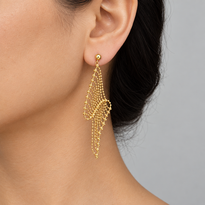 Sterling Silver Lace Mesh Drop Earrings | Tassel Earrings ER06 Earring