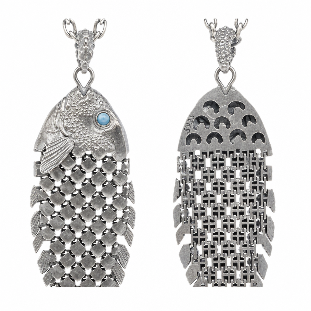 Koi Pendant — Front & Back Comparison