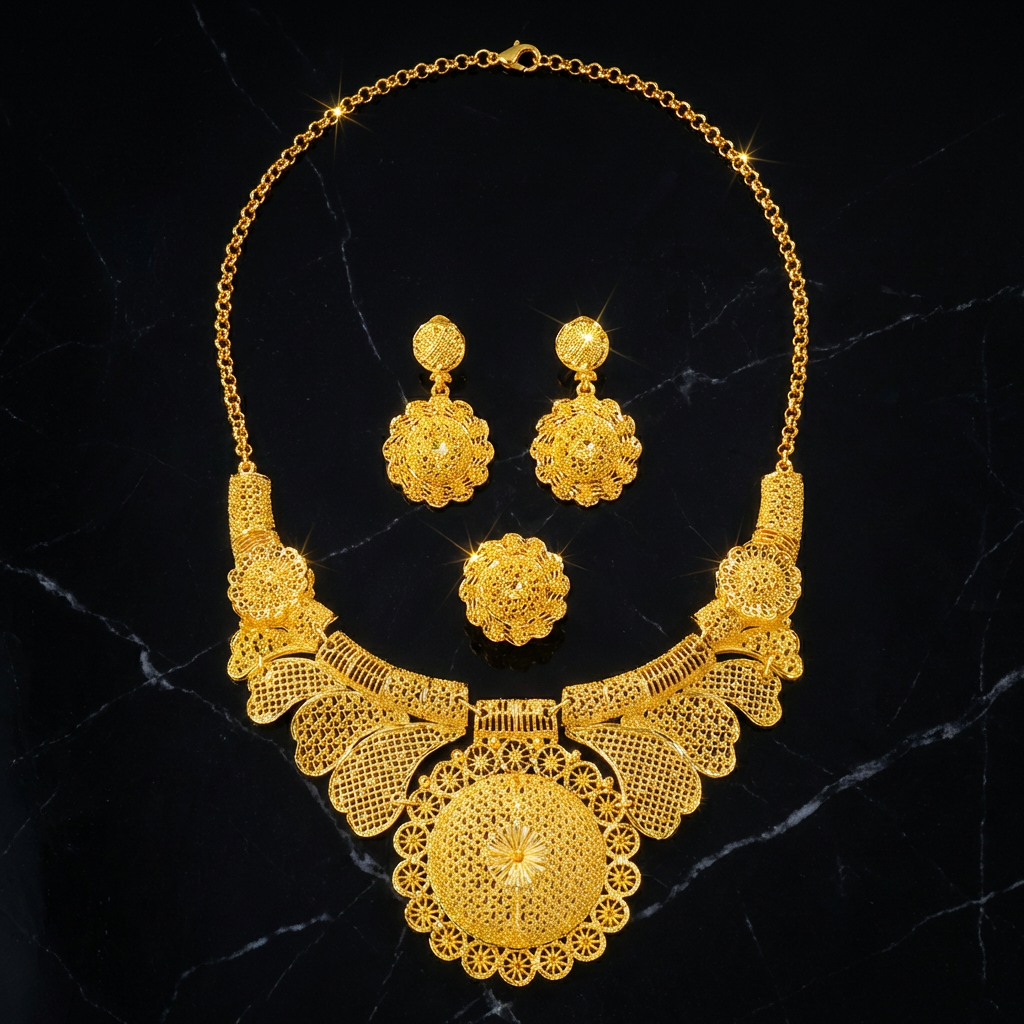 Triple Phoenix Wedding Necklace Set - Radiant Bridal Grace | iBrilliance