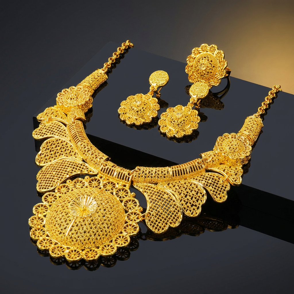 Triple Phoenix Wedding Necklace Set - Radiant Bridal Grace | iBrilliance B60544